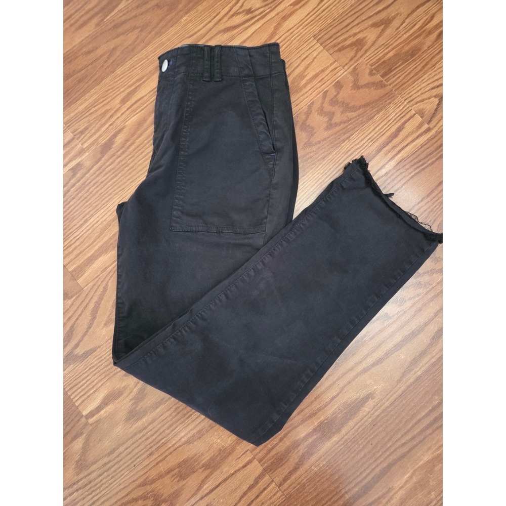 Pilcro Anthropologie Black High Rise Straight Leg Raw Hem Utility Pants 24